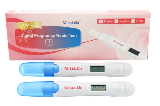 Cyfrowy elektroniczny test ciążowy 10 MIU/ml z dokładnością 99,9%.