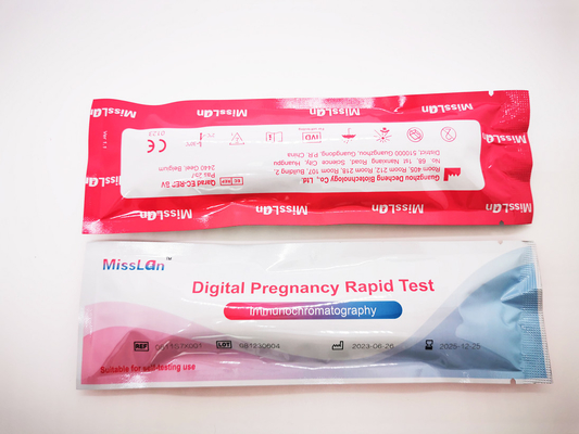 Cyfrowy elektroniczny test ciążowy 10 MIU/ml z dokładnością 99,9%.